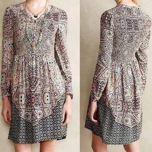 Patterned Long Sleeve Dress